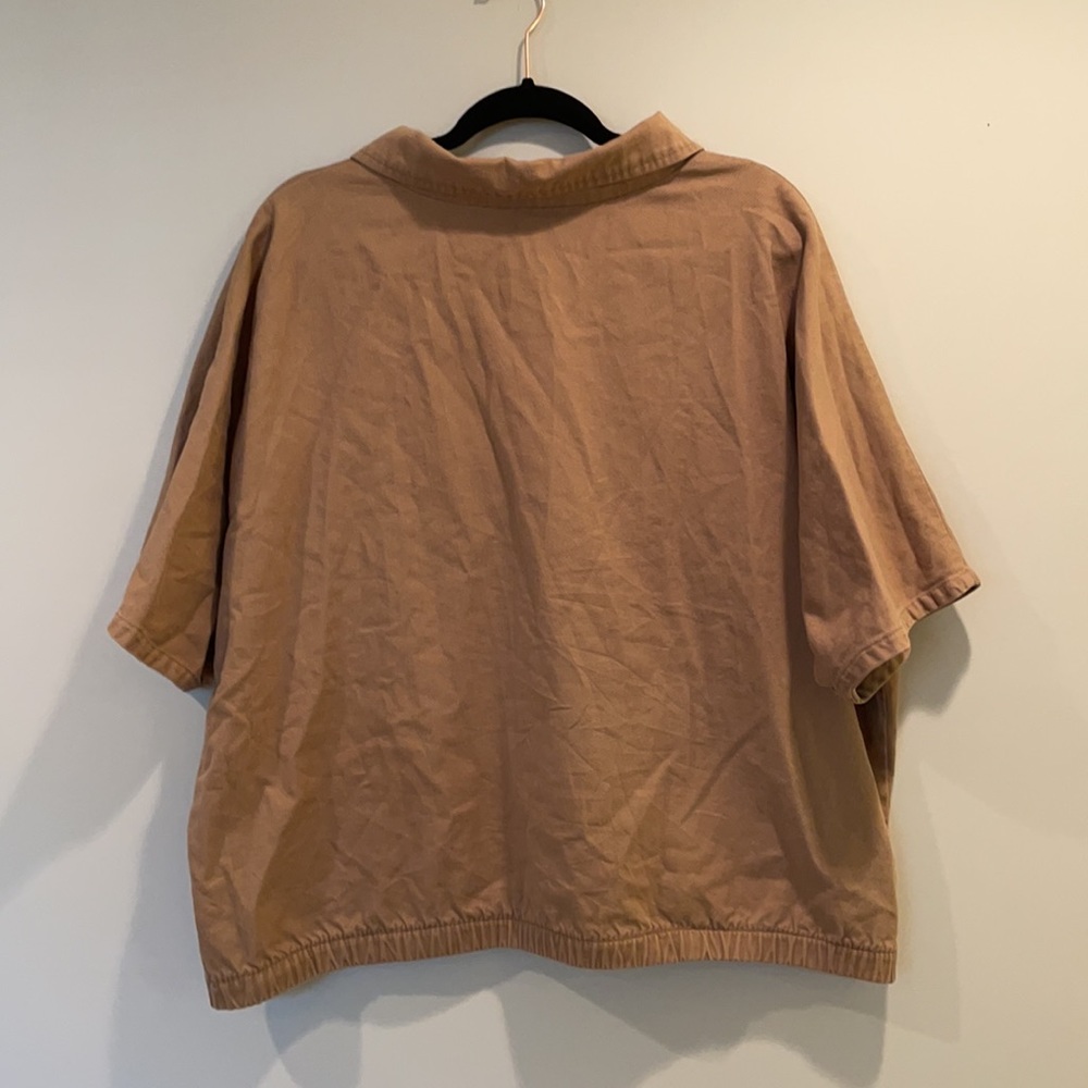 Tan short-sleeve Bomber Style Jacket - Picture 3 of 3